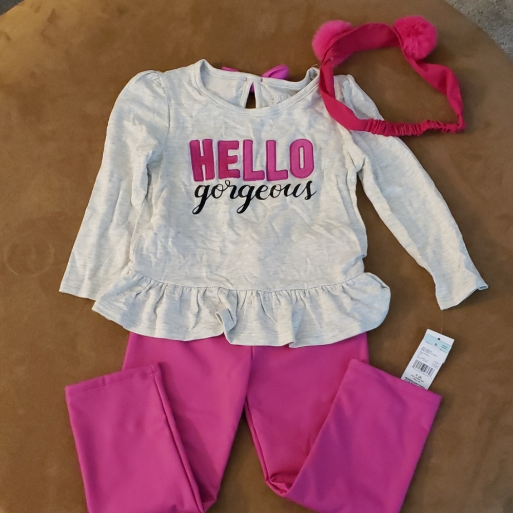 3 pc set top "Hello Gorgeous" w/pants size S(4)